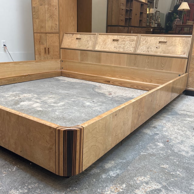 Camel Late 20th Centuryv Attributed to Henredon Scene Two Burl King Bedroom Set For Sale - Image 8 of 12