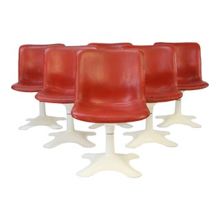 Mid Century Modern Yrjo Kukkapuro for Haimi, Finland Leather Dining Chairs- Set of 6 For Sale