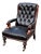 Victorian Black Leather Buttoned Back Armchair For Sale