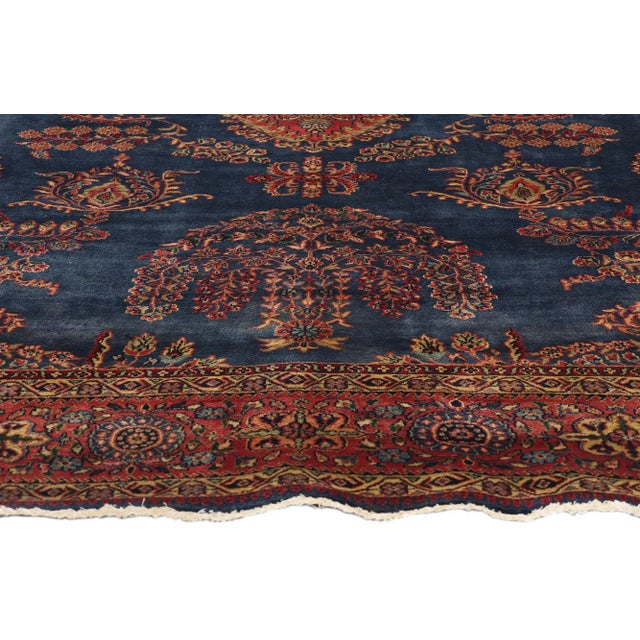 Vintage Indian Sarouk Rug - 07'10 X 09'03 For Sale - Image 4 of 9