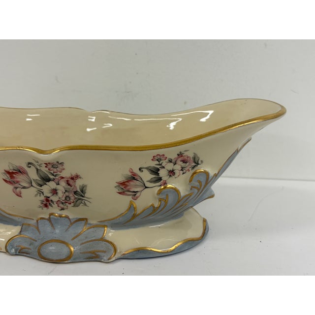 Mid 20th Century Porcelain Centerpiece Bowl With Floral and Gilt Decoration For Sale - Image 5 of 10