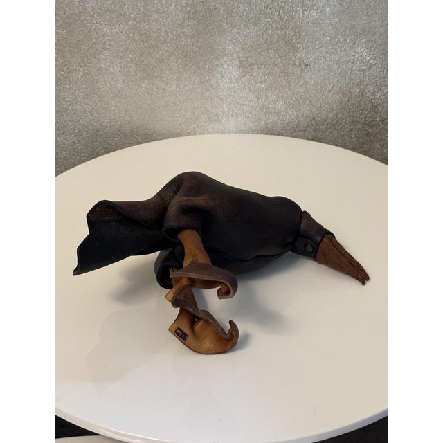 Rare, original leather animal figurine of a raven by the manufacturer Deru. An absolute Mid-Century Modern design classic...