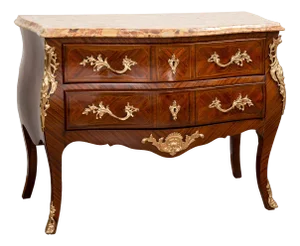 Napoleon III French Chest of Drawers in Exotic Wood with Marble Top, 19th Century