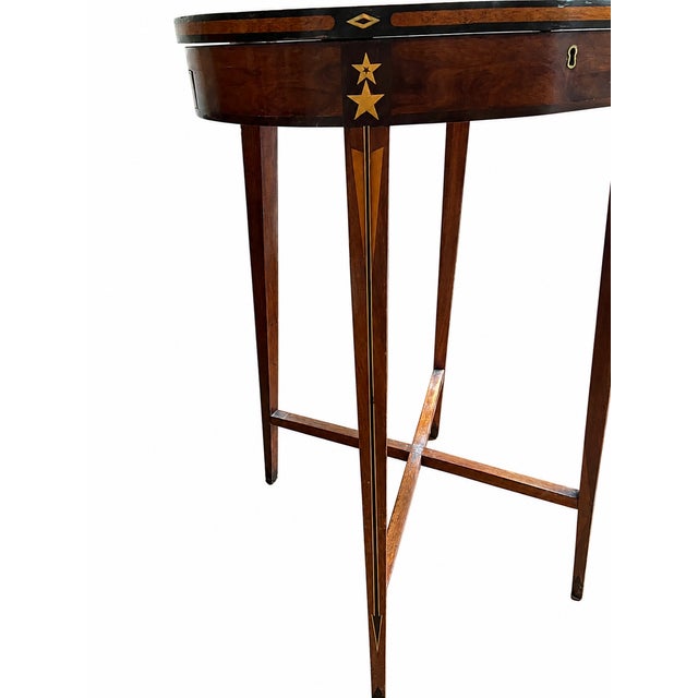 Early 19th Century Empire Mahogany Sewing Table with Brass Star Inlay by Jean-Joseph Chapuis For Sale - Image 4 of 10