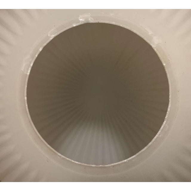1960s Large Mid-Century Modern Ribbed Opal Glass Ceiling Globe For Sale - Image 10 of 11