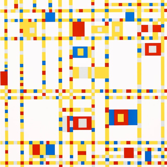 Color serigraph after Piet Mondrian's 1943 painting "Broadway Boogie Woogie", printed on wove paper, from the limited...
