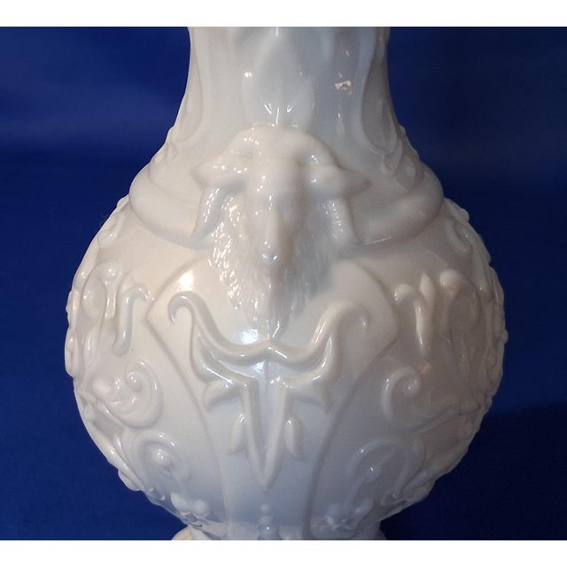 Ivory C 1880 Portieux Vallerystahl Victorian French Opaline Glass La Tete De Chevre Vase For Sale - Image 8 of 8