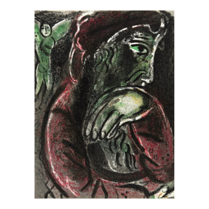 1960 Chagall Lithograph Job in Despair Bible the Bible