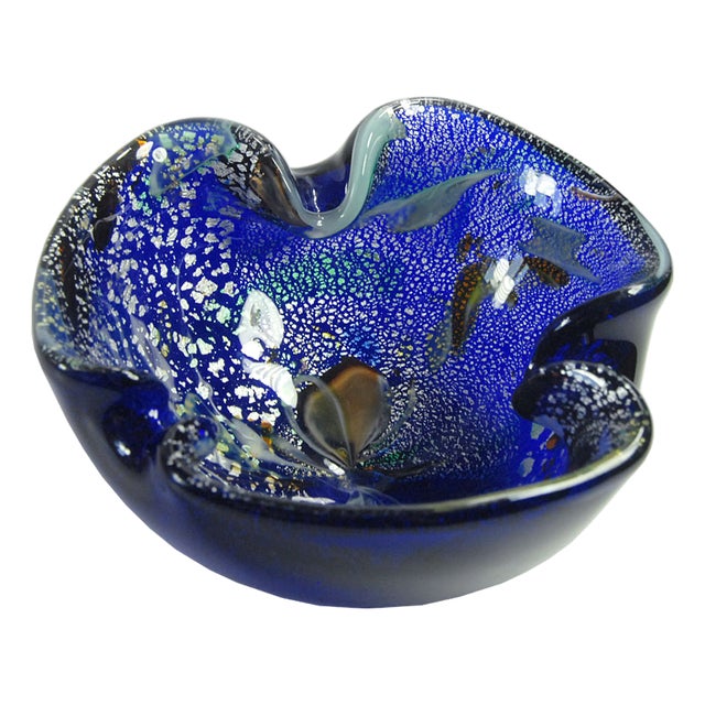 Cobalt Murabo Glass Ashtray, 1960s For Sale