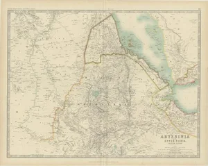 Antique Map of Abyssinia with Upper Nubia by Johnston, 1909
