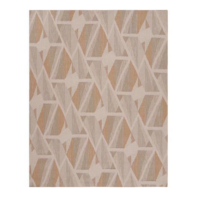 Rug & Kilim’s Scandinavian Style Geometric Rug in Beige, White and Terracotta 10x14 For Sale