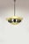 A vintage Bauhaus-style chandelier from the 1930s–1950s, made of chrome-plated metal and yellow ribbed glass. It has a...