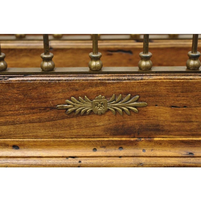 Mid 20th Century Vintage Italian Neoclassical Style Brass Lyre Harp Wooden Magazine Rack Stand For Sale - Image 5 of 10