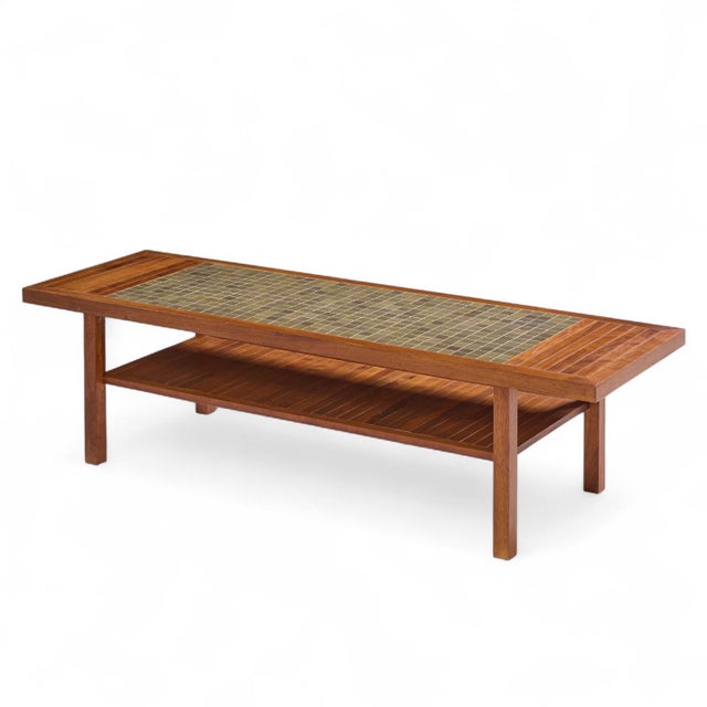 Brown Jane and Gordon Martz for Marshall Studios Walnut and Tile Coffee Table For Sale - Image 8 of 9