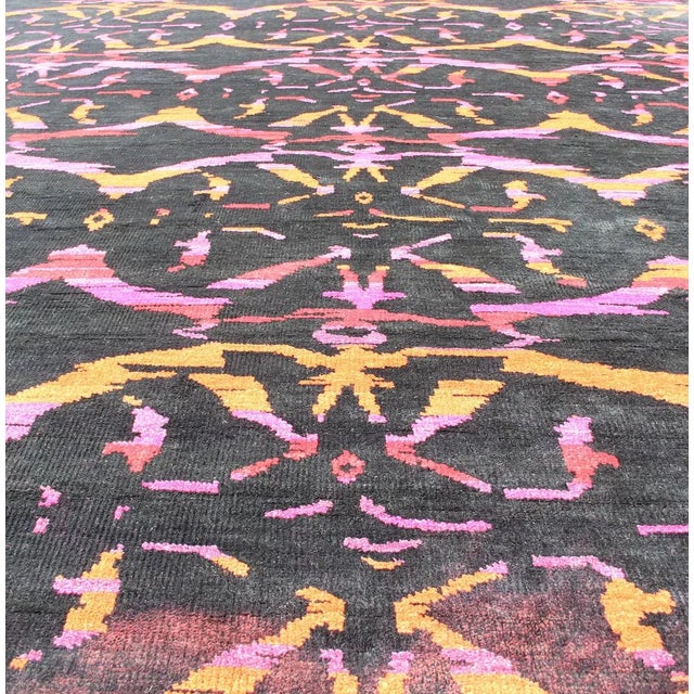 Purple Modern Rug by Keivan Woven Arts in Wool With Silk and Abstract Design For Sale - Image 8 of 13