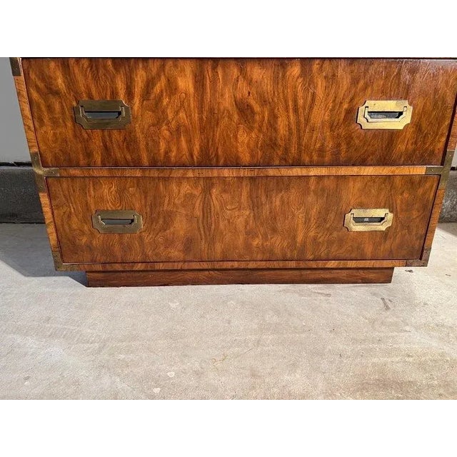 Walnut Campaign Dresser in the Style of Henredon For Sale - Image 10 of 13