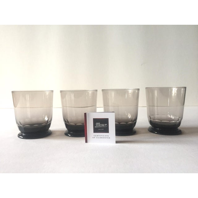 Moser " Mozart " Double Old Fashioned Smoke Gray Hand Cut Czech Crystal