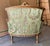 Italian Style Wingback Chair – Military Green Damask Fabric, Gold Accents For Sale In Miami - Image 6 of 7