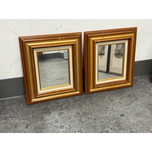 Late 19th Century Vintage Square Giltwood Wall Mirrors, 20th Century, Pair For Sale - Image 5 of 12