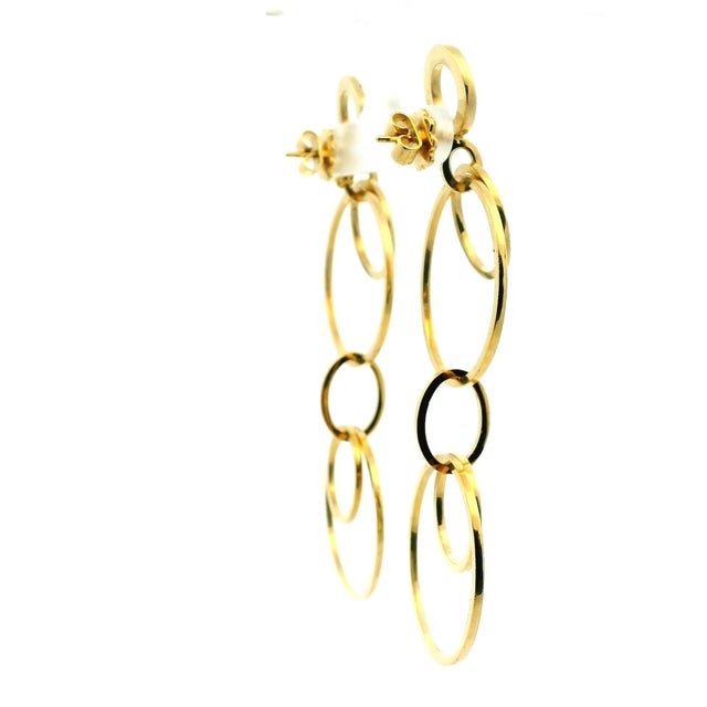 1980s 1980s Pair of itlaian Aletto Brothers 18k Gold Long Link Drop Earrings For Sale - Image 5 of 13