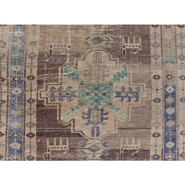 Taupe Vintage Persian Hamadan Runner in Warm Tones of Purple, Brown and Taupe For Sale - Image 8 of 11