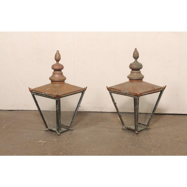 Copper Early 20th Century French Copper Lanterns - a Pair For Sale - Image 8 of 13