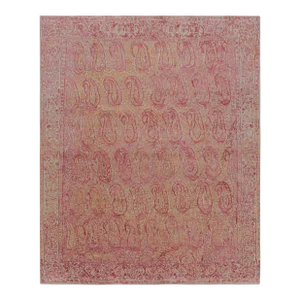 Rug & Kilim’s Paisley Style Transitional Rug in Red, Orange, Pink Floral Pattern