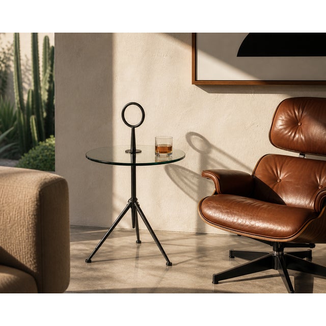 Round Italian Modern Gueridon Side Table It makes the perfect Drink Table, and the Top Ring Handle makes it easy to pick...