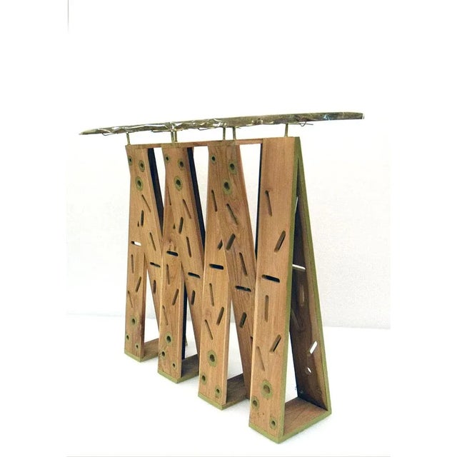 Console Table in Exotic Wood with Resin Top, 1990s For Sale - Image 4 of 13