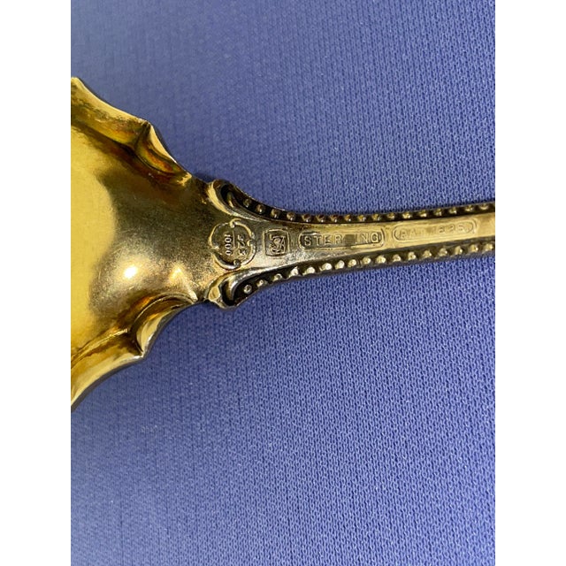 Late 19th Century Old Colonial by Towle Sterling Silver Small Gold Wash Cold Meat Serving Fork For Sale In Denver - Image 6 of 7