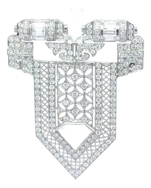 Antique-Style Diamond 18k White Gold Lapel Brooch