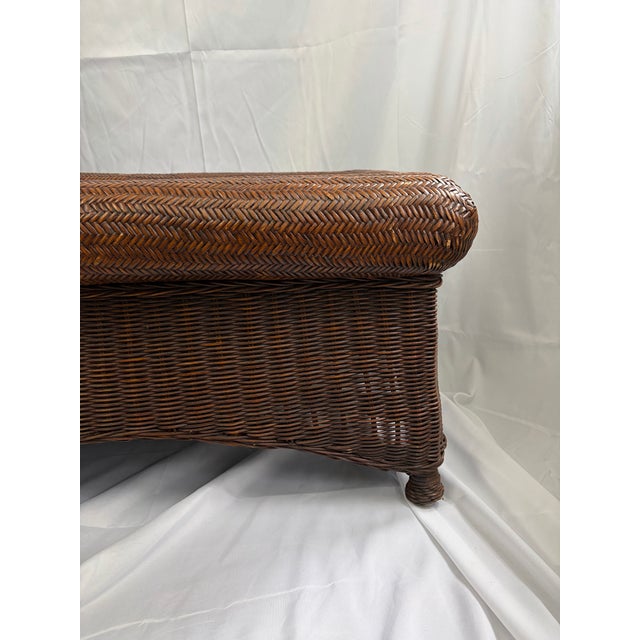 Late 20th Century Coastal Rattan Rectangular Coffee Table For Sale In Greensboro - Image 6 of 9