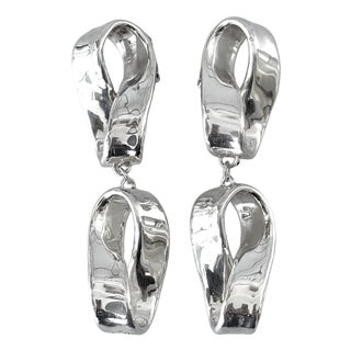 Sculptural Clip Earrings in 925 Sterling Silver from Bat-Ami, Israel, 1970s, Set of 2 For Sale