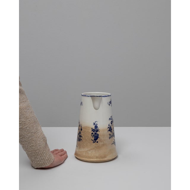 1900s Belgian Blue Chinoiserie Ceramic Pitcher For Sale - Image 17 of 18