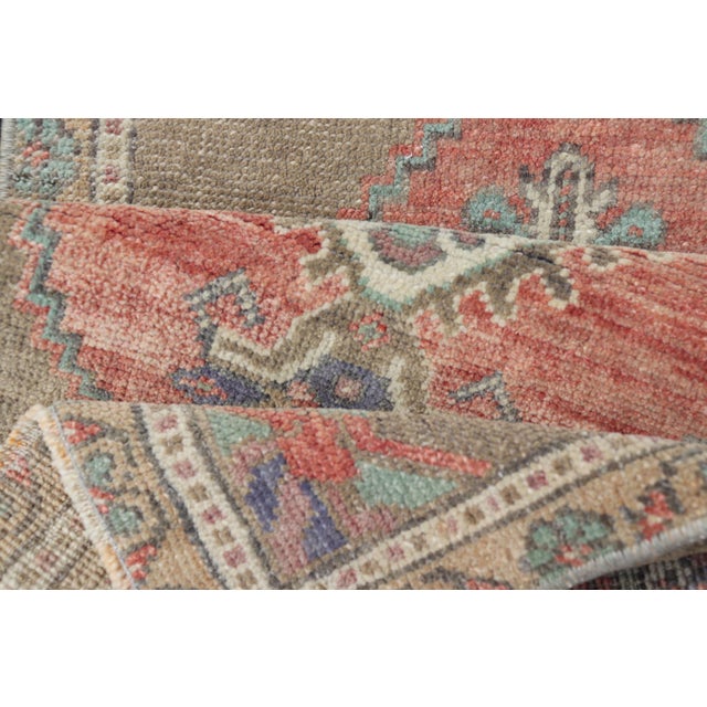 Vintage Turkish Oushak Rug in All-Over Sub-Geometric Medallion Design 1'8 X 3'4 For Sale - Image 9 of 9