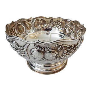 Old RepousseSilver Bowl Marked For Sale