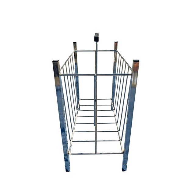 Vintage Modern Design Magazine Rack in Chrome Metal For Sale - Image 4 of 5