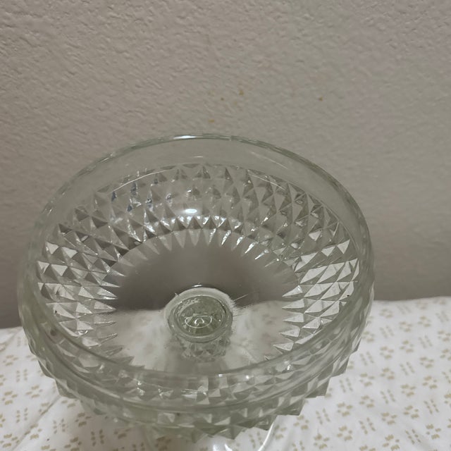 1950s Vintage Indiana Glass Diamond Point Footed Candy Dish For Sale - Image 5 of 7