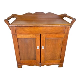 Antique Mid 19th Century Primitive/Rustic Style Handmade Maple Wood Washstand/Coffee Bar/Nightstand For Sale