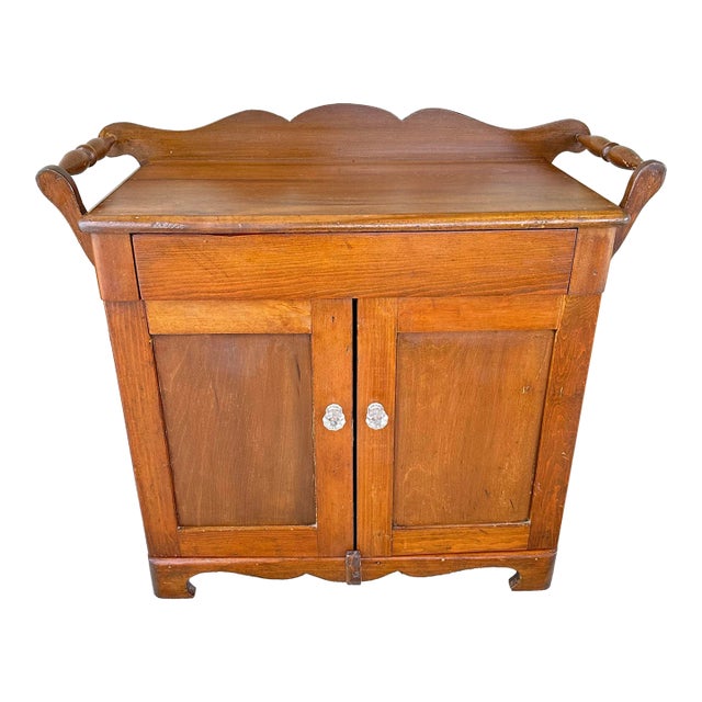 Antique Mid 19th Century Primitive/Rustic Style Handmade Maple Wood Washstand/Coffee Bar/Nightstand/Commode For Sale