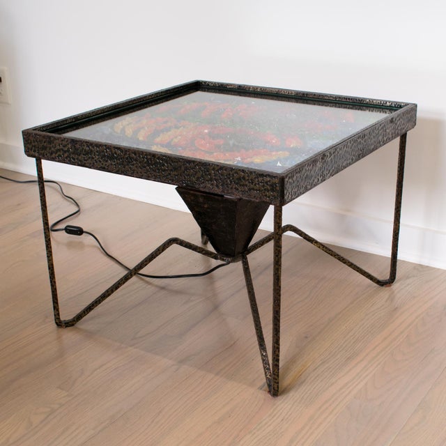 Mid-Century Wrought Iron and Glass Mosaic Side Coffee Table, France 1960s For Sale In Atlanta - Image 6 of 18