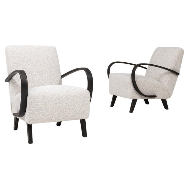 20th Century Czech MCM Upholstered Armchairs By J. Halabala - A Pair For Sale - Image 15 of 18