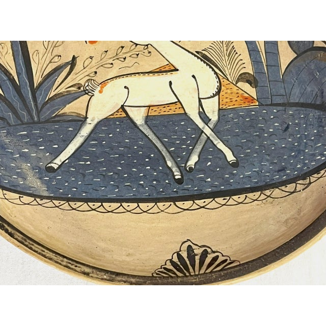 Vintage Mexican Hand Painted Folk Art Pottery Footed Dish For Sale - Image 9 of 12