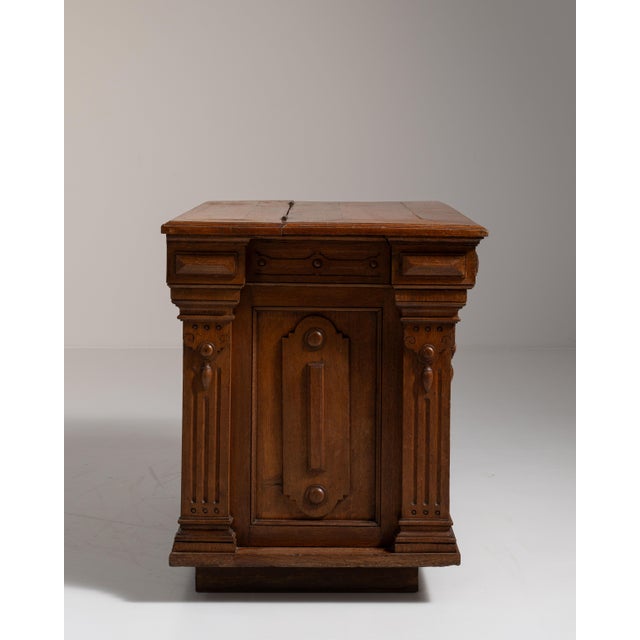 19th Century French Chestnut Brown Neo-Renaissance Oak Cabinet with Hinged Lid For Sale - Image 14 of 15