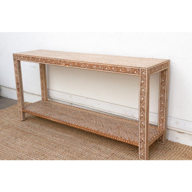 Extraordinary Leaf & Flower Inlay Console Table For Sale In Los Angeles - Image 6 of 15
