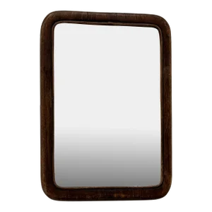 Small Antique French Wood Beveled Mirror With Easel Stand