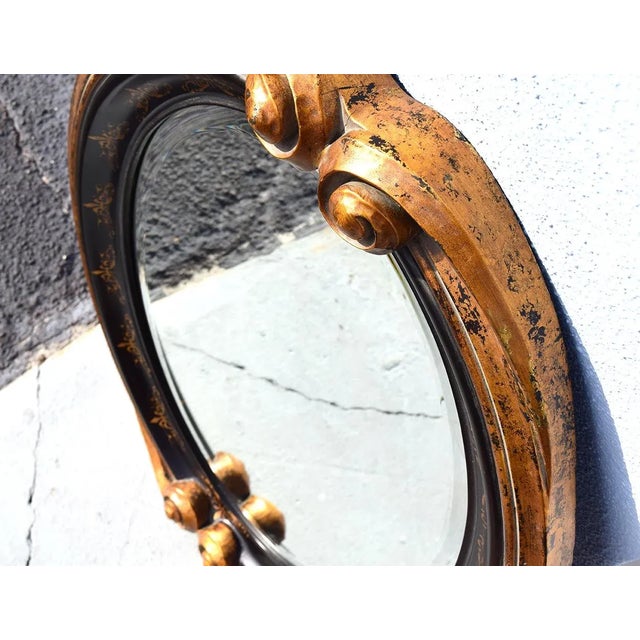 Black John Richard Oval Contemporary Mirror Black and Gold For Sale - Image 8 of 11