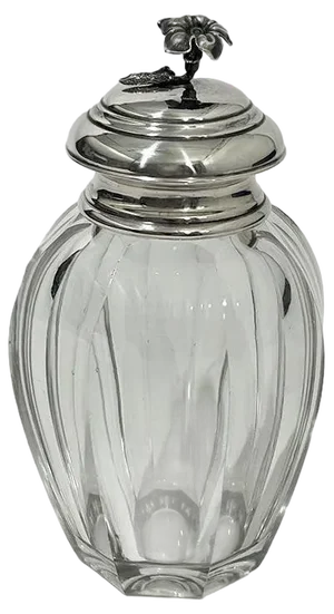 Dutch Crystal Tea Caddy with Silver Cap by Van Kempen & Zn, 1862