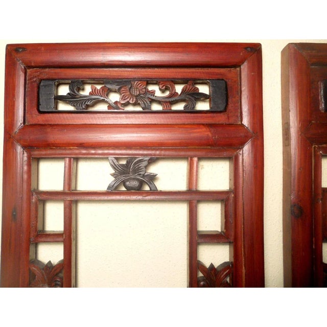 This Pair of Antique Chinese Screen Panels was originally made for inside window decoration in Buddhist Temples (like...