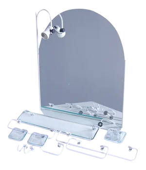 Bathroom Furniture Set with Arched Mirror, 1980s, Set of 11
